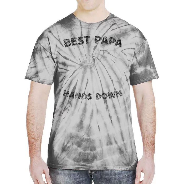 Cool FatherS Daycraft Handprints Best Papa Hands Down Tie-Dye T-Shirt