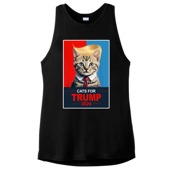 Cats For Donald Trump 2024 Election Ladies Tri-Blend Wicking Tank