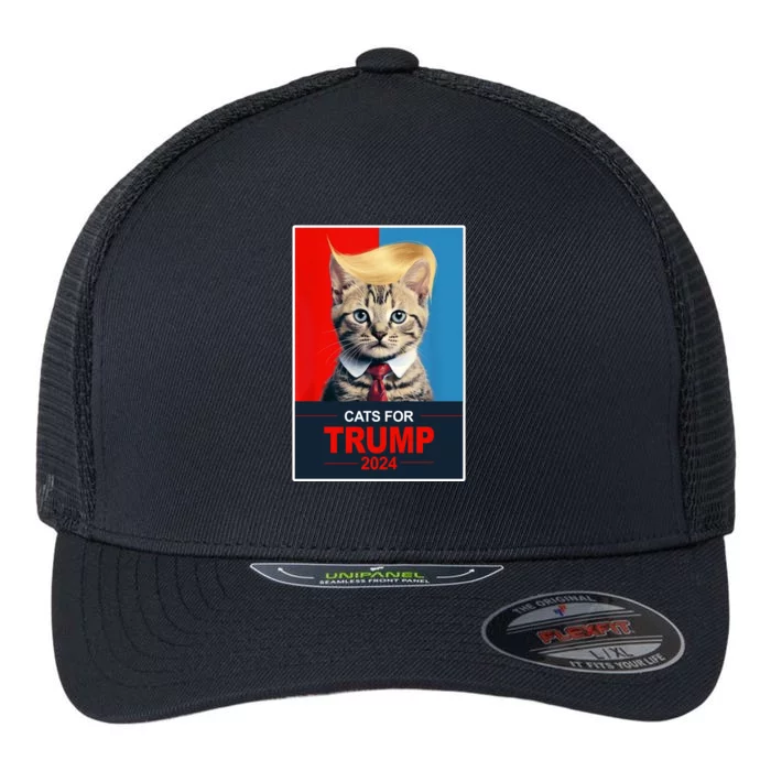 Cats For Donald Trump 2024 Election Flexfit Unipanel Trucker Cap