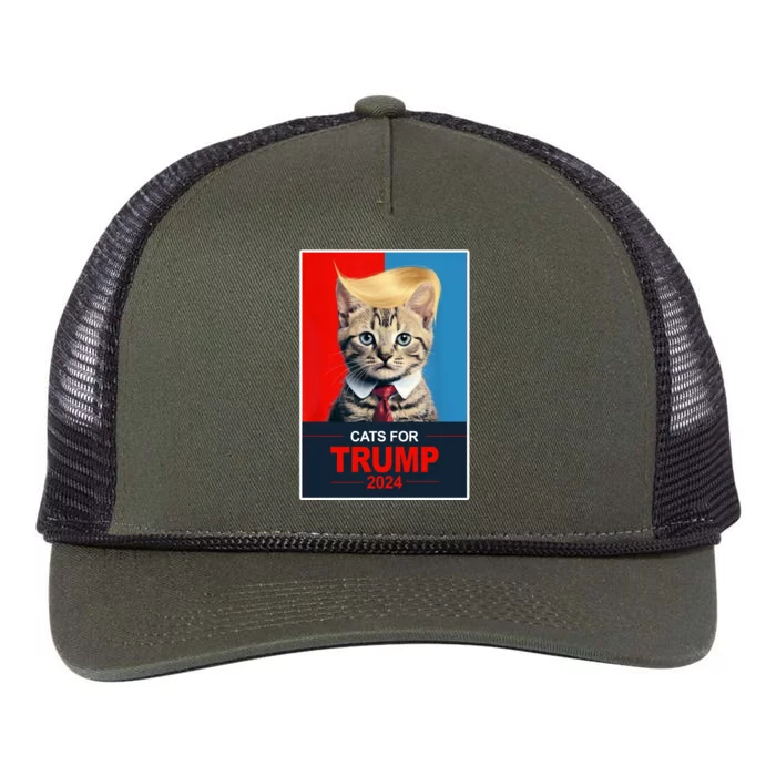 Cats For Donald Trump 2024 Election Retro Rope Trucker Hat Cap