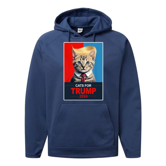 Cats For Donald Trump 2024 Election Performance Fleece Hoodie