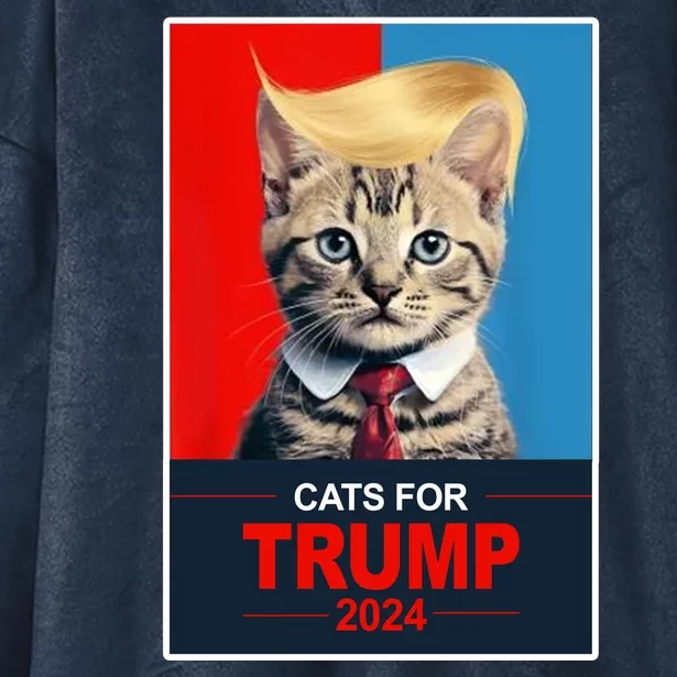 Cats For Donald Trump 2024 Election Hooded Wearable Blanket