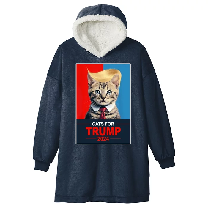 Cats For Donald Trump 2024 Election Hooded Wearable Blanket