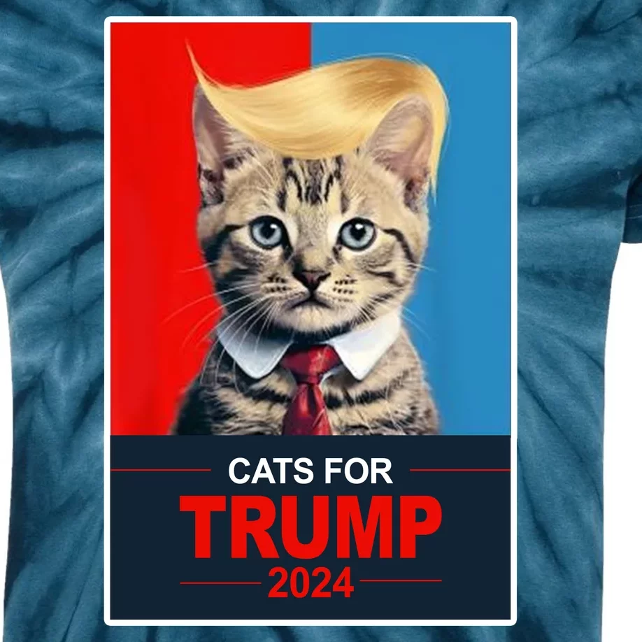 Cats For Donald Trump 2024 Election Kids Tie-Dye T-Shirt