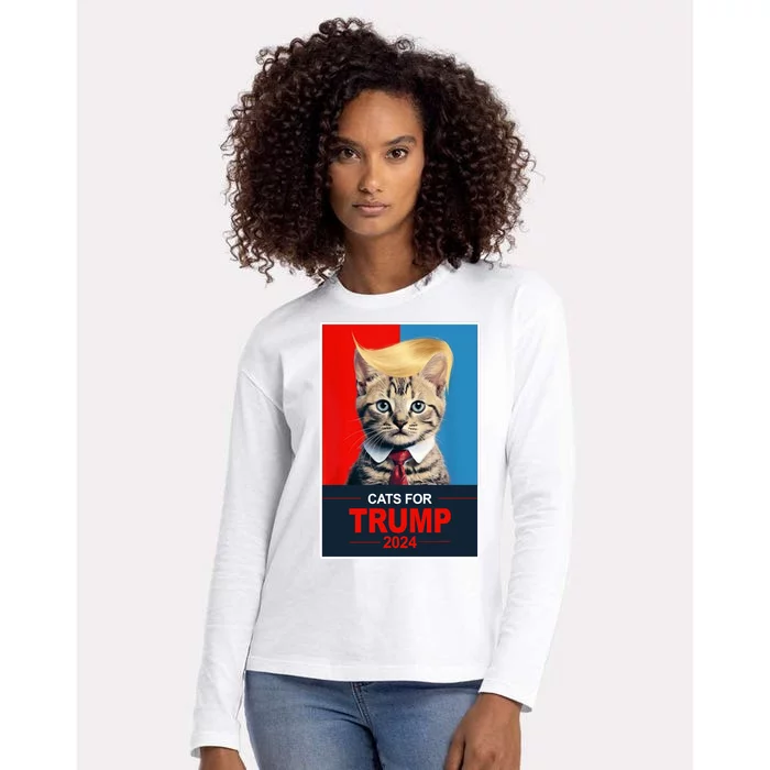 Cats For Donald Trump 2024 Election Womens Cotton Relaxed Long Sleeve T-Shirt