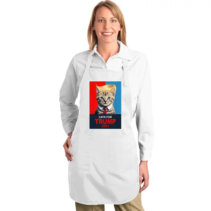 Cats For Donald Trump 2024 Election Full-Length Apron With Pocket