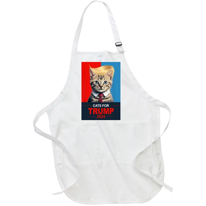 Cats For Donald Trump 2024 Election Full-Length Apron With Pocket