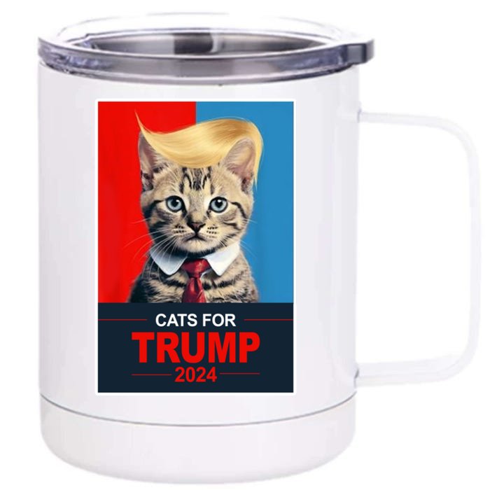 Cats For Donald Trump 2024 Election Front & Back 12oz Stainless Steel Tumbler Cup