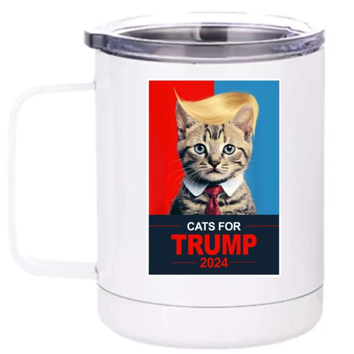 Cats For Donald Trump 2024 Election Front & Back 12oz Stainless Steel Tumbler Cup