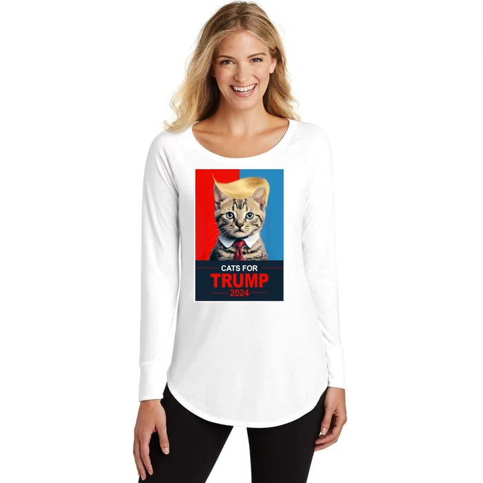 Cats For Donald Trump 2024 Election Women's Perfect Tri Tunic Long Sleeve Shirt