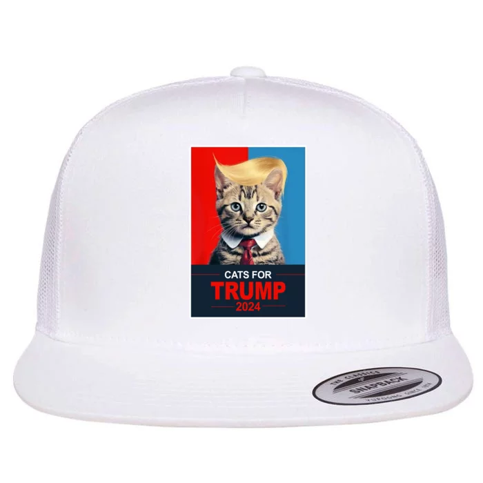 Cats For Donald Trump 2024 Election Flat Bill Trucker Hat