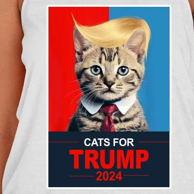 Cats For Donald Trump 2024 Election Women's Knotted Racerback Tank