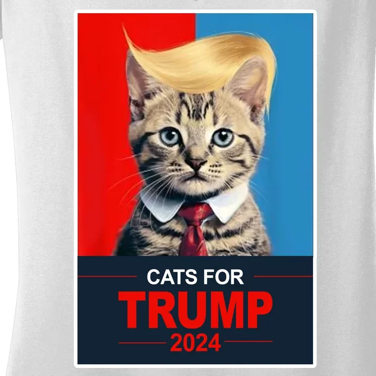 Cats For Donald Trump 2024 Election Women's V-Neck T-Shirt