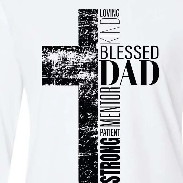 Christian Fathers Day Gifts Religious Blessed Dad Cross Womens Cotton Relaxed Long Sleeve T-Shirt