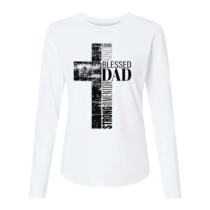 Christian Fathers Day Gifts Religious Blessed Dad Cross Womens Cotton Relaxed Long Sleeve T-Shirt