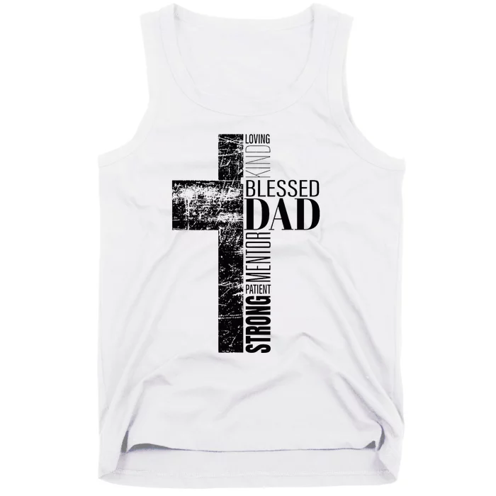 Christian Fathers Day Gifts Religious Blessed Dad Cross Tank Top