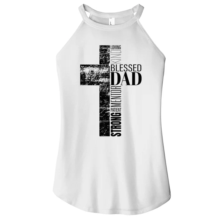 Christian Fathers Day Gifts Religious Blessed Dad Cross Women’s Perfect Tri Rocker Tank