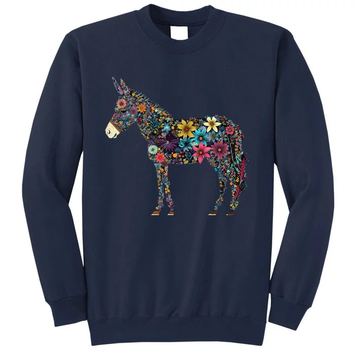 Cute Flower Donkey On Summer Floral Donkey Tall Sweatshirt