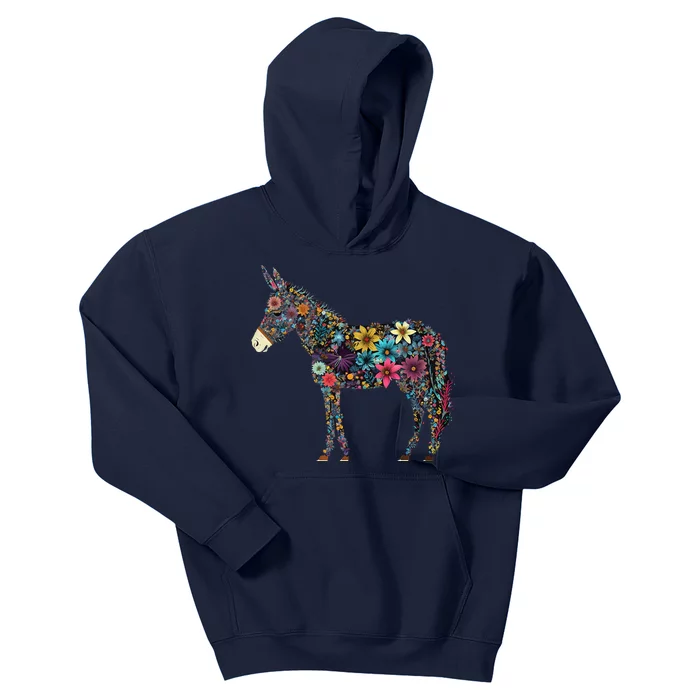 Cute Flower Donkey On Summer Floral Donkey Kids Hoodie