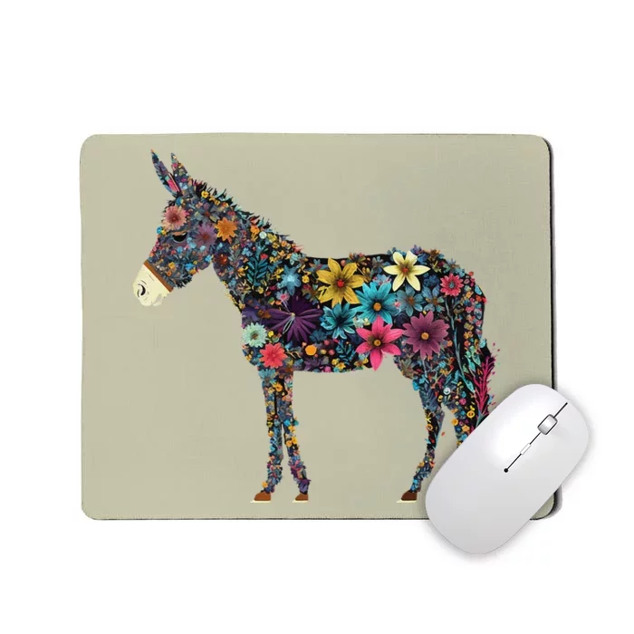 Cute Flower Donkey On Summer Floral Donkey Mousepad