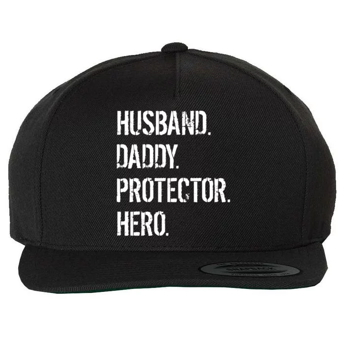 Cool Father Dad Husband Daddy Protector Hero Funny Gift Wool Snapback Cap