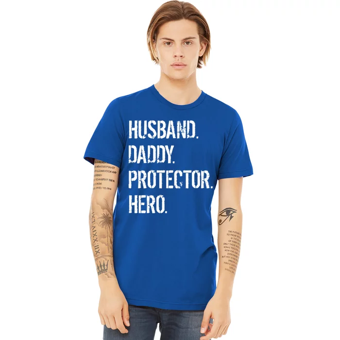 Cool Father Dad Husband Daddy Protector Hero Funny Gift Premium T-Shirt