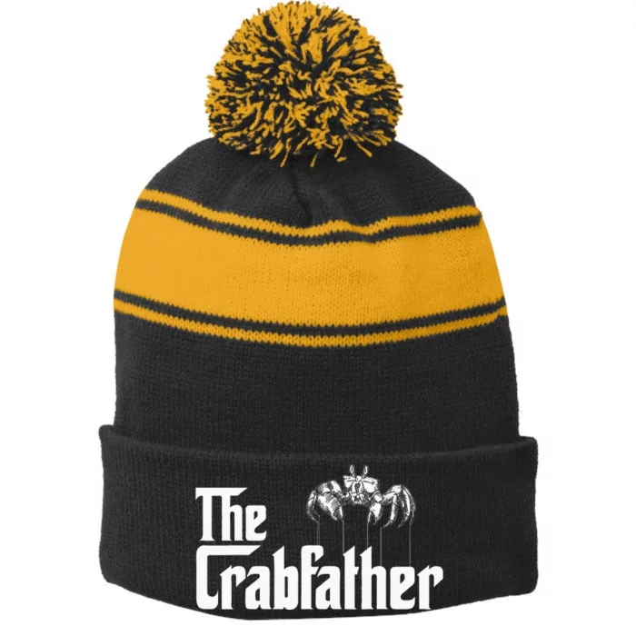 Crab Fishing Dad The Crabfather Stripe Pom Pom Beanie