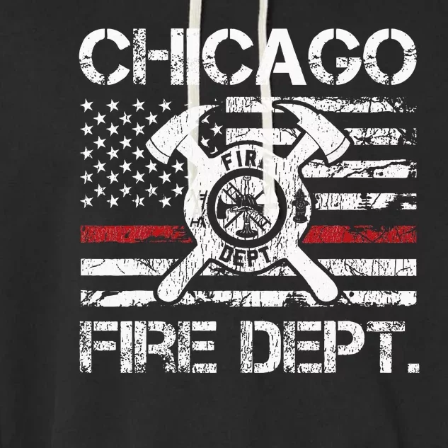 Custom Fire Department Thin Red Line Flag Personalize City Or State Garment-Dyed Fleece Hoodie