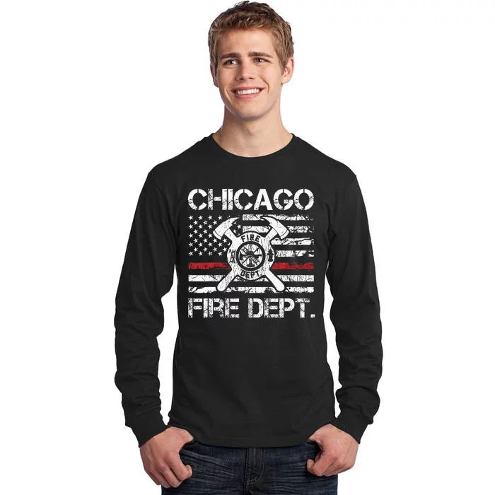 Custom Fire Department Thin Red Line Flag Personalize City Or State Tall Long Sleeve T-Shirt