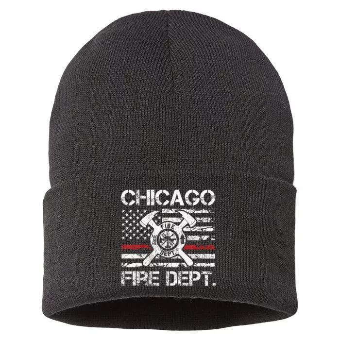 Custom Fire Department Thin Red Line Flag Personalize City Or State Sustainable Knit Beanie