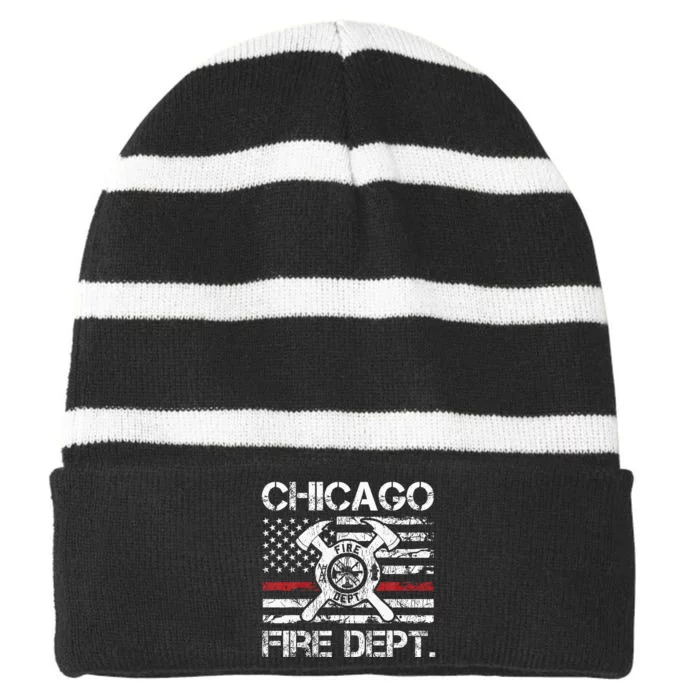 Custom Fire Department Thin Red Line Flag Personalize City Or State Striped Beanie with Solid Band