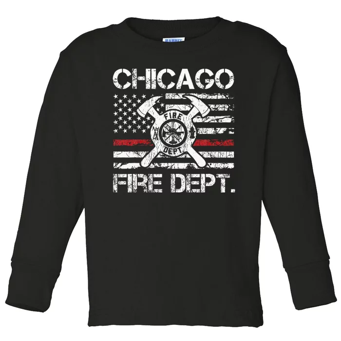 Custom Fire Department Thin Red Line Flag Personalize City Or State Toddler Long Sleeve Shirt