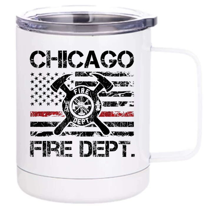 Custom Fire Department Thin Red Line Flag Personalize City Or State Front & Back 12oz Stainless Steel Tumbler Cup