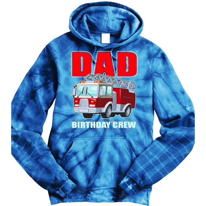 Cute Funny Dad Birthday Crew Firetruck Tie Dye Hoodie