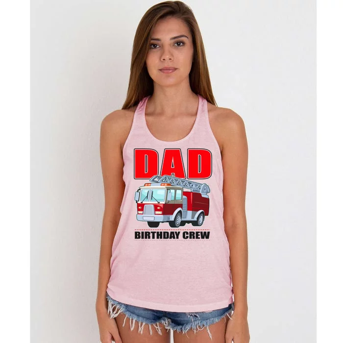 Cute Funny Dad Birthday Crew Firetruck Women's Knotted Racerback Tank