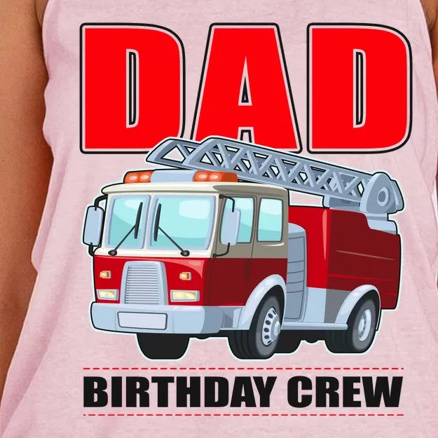 Cute Funny Dad Birthday Crew Firetruck Women's Knotted Racerback Tank