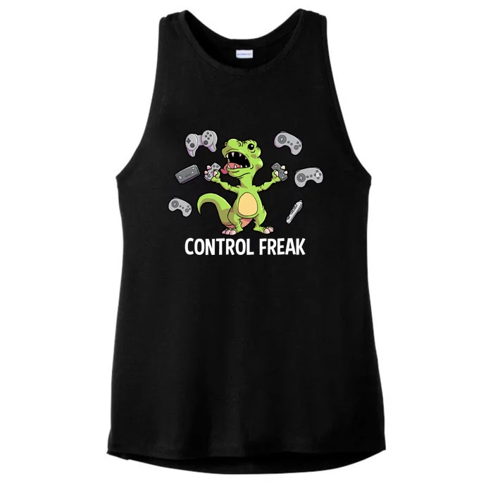 Control Freak Dinosaur T Rex Funny Video Gamer Game Lovers Gift Ladies Tri-Blend Wicking Tank