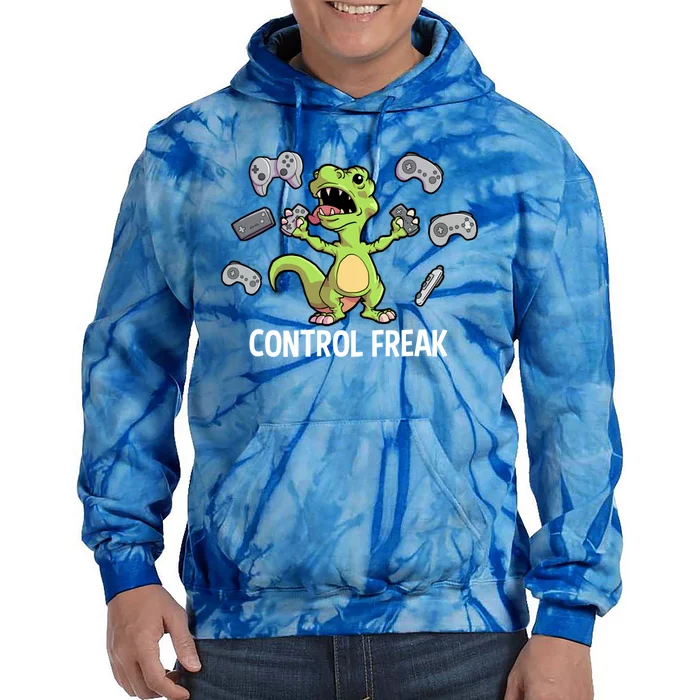 Control Freak Dinosaur T Rex Funny Video Gamer Game Lovers Gift Tie Dye Hoodie