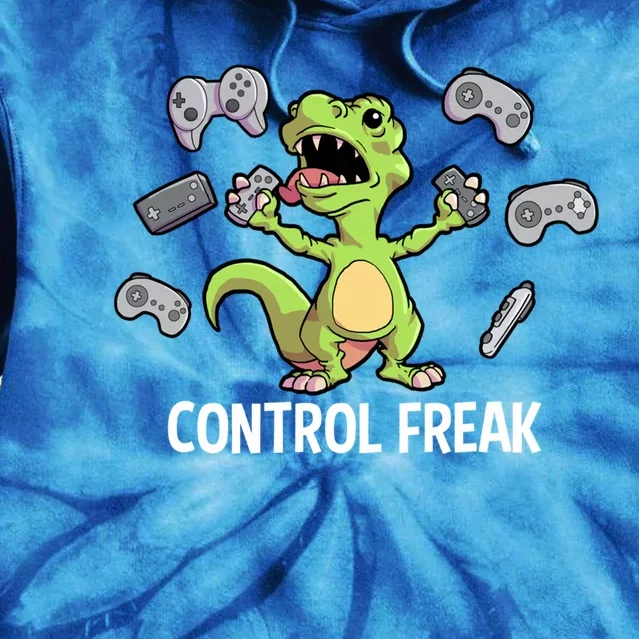 Control Freak Dinosaur T Rex Funny Video Gamer Game Lovers Gift Tie Dye Hoodie