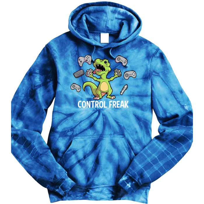 Control Freak Dinosaur T Rex Funny Video Gamer Game Lovers Gift Tie Dye Hoodie