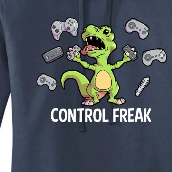 Control Freak Dinosaur T Rex Funny Video Gamer Game Lovers Gift Women's Pullover Hoodie