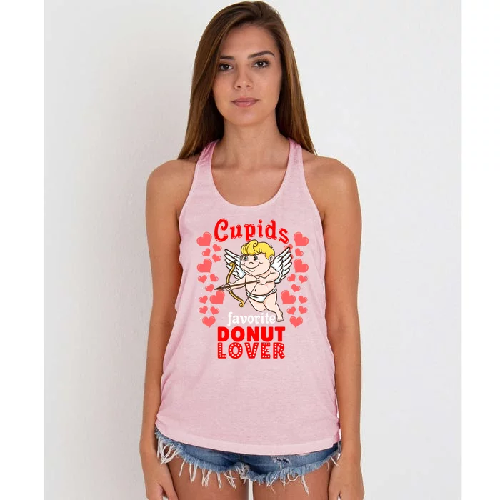 Cupids Favorite Donut Lover Valentines Day Gift Women's Knotted Racerback Tank