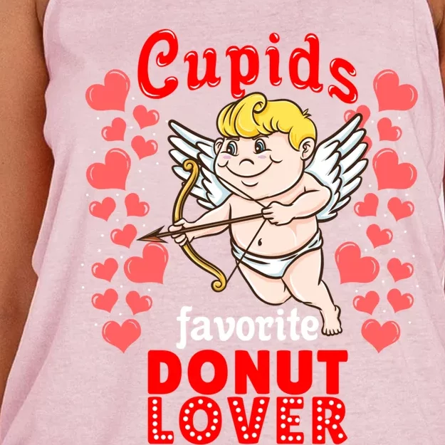 Cupids Favorite Donut Lover Valentines Day Gift Women's Knotted Racerback Tank