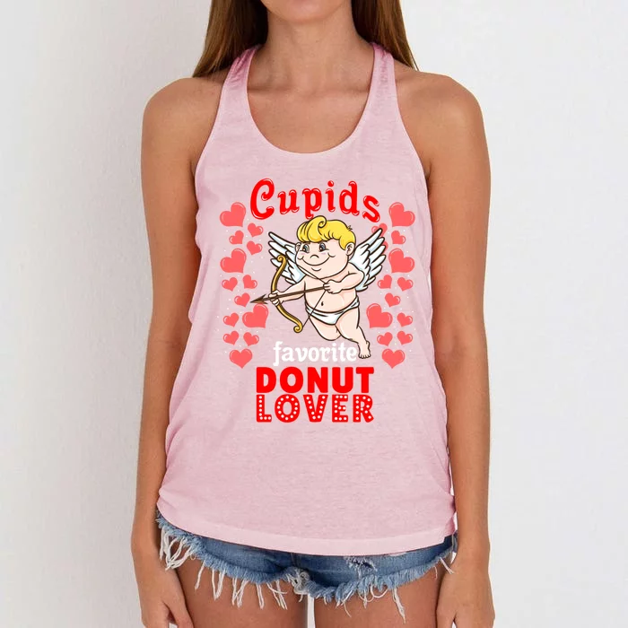 Cupids Favorite Donut Lover Valentines Day Gift Women's Knotted Racerback Tank