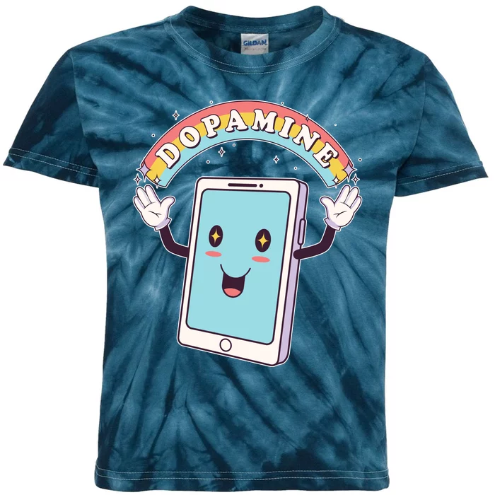 Cute Funny Dopamine Cellphone Kids Tie-Dye T-Shirt