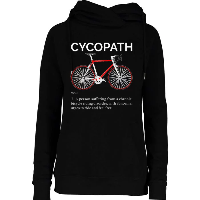 Cycopath Funny Definition For A Biker Cyclist Womens Funnel Neck Pullover Hood