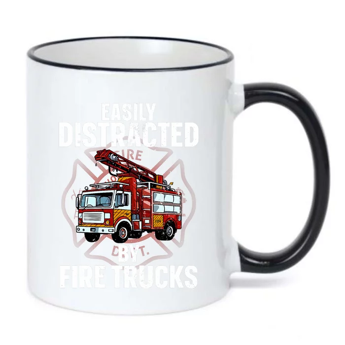 Cute Firefighter Design For Fireman Fire Truck Black Color Changing Mug