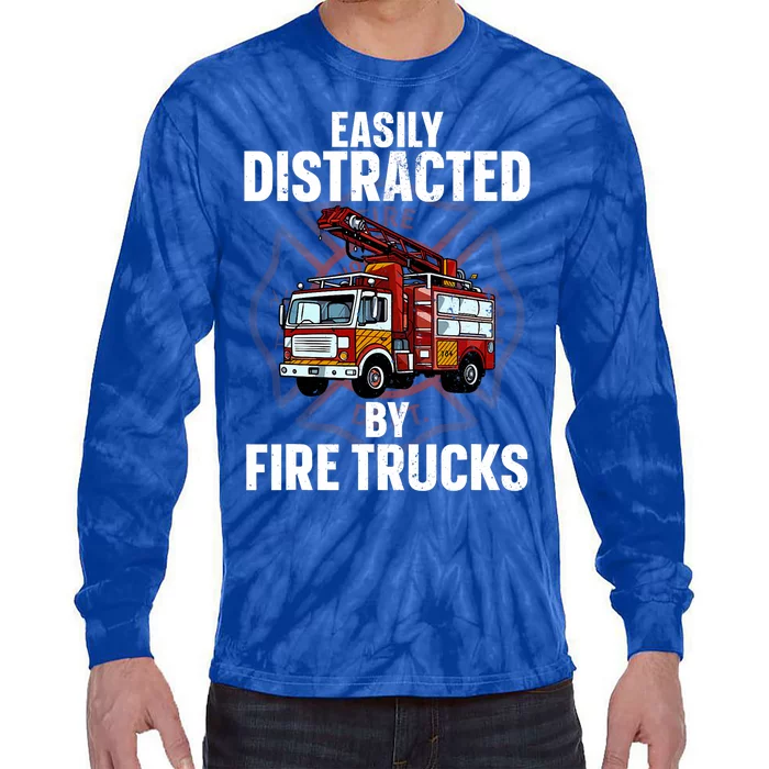 Cute Firefighter Design For Fireman Fire Truck Tie-Dye Long Sleeve Shirt