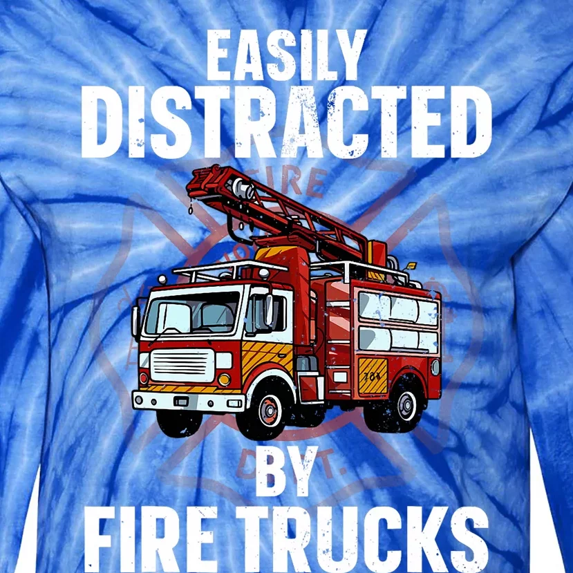 Cute Firefighter Design For Fireman Fire Truck Tie-Dye Long Sleeve Shirt