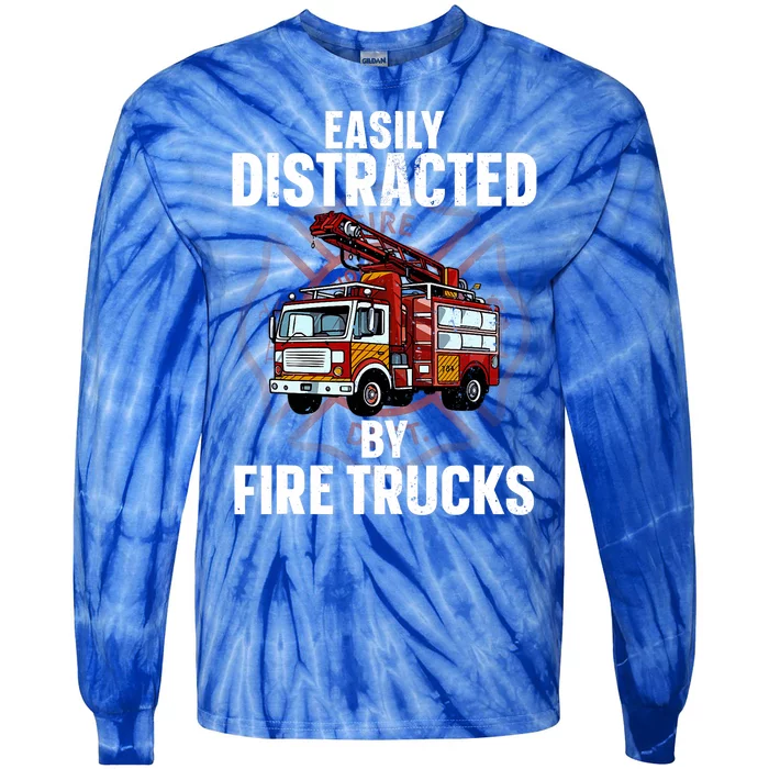 Cute Firefighter Design For Fireman Fire Truck Tie-Dye Long Sleeve Shirt